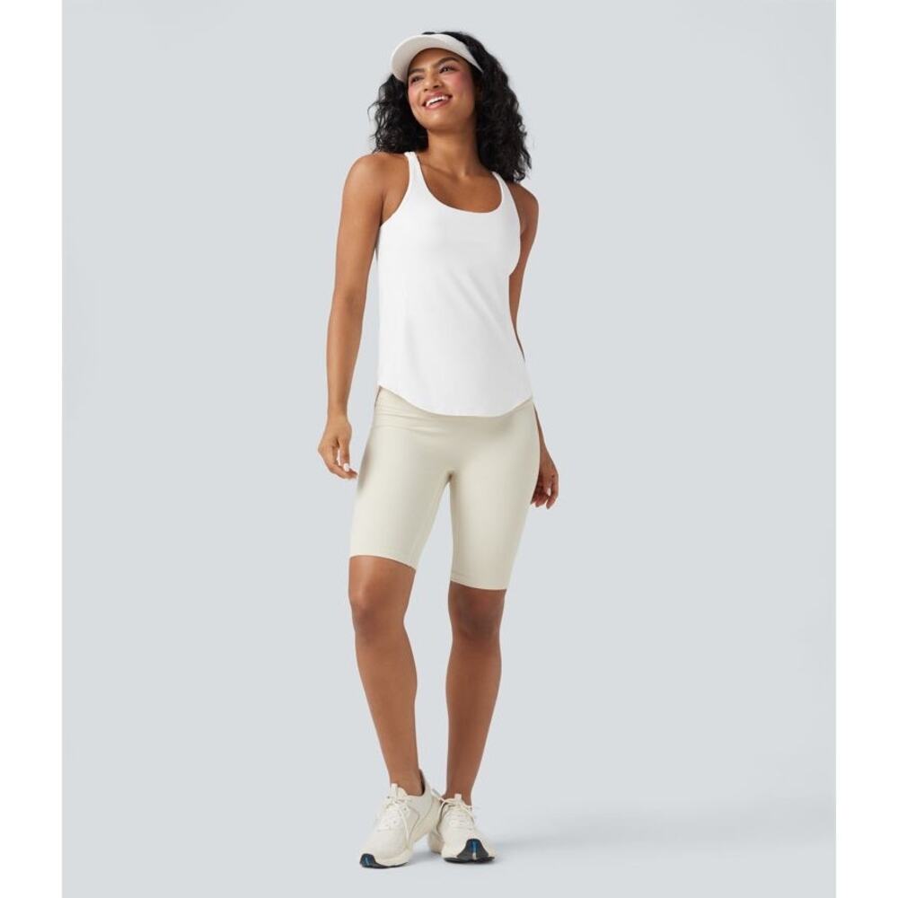 Halara XL White UltraSculpt Round Neck Curved Hem Backless Workout Tank Top NWT - Picture 5 of 5
